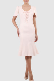 Cape-Effect Crepe Midi Dress