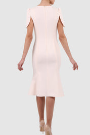 Cape-Effect Crepe Midi Dress