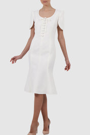 Cape-Effect Crepe Midi Dress