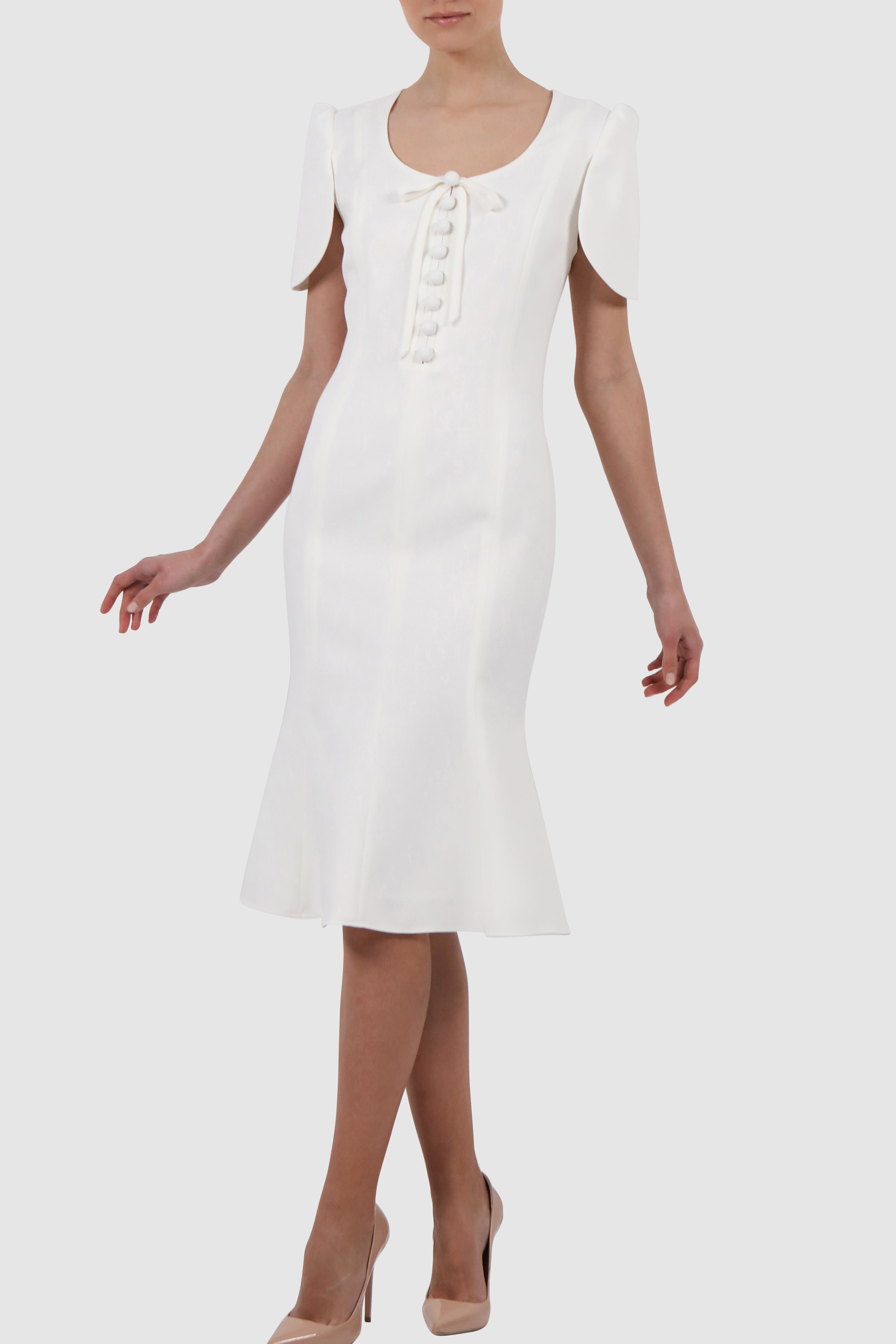 Cape-Effect Crepe Midi Dress