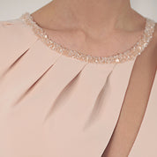 Two-Tone Embroidered Tulle-Paneled Crepe Gown