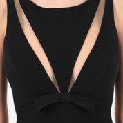 Cut Out Tulle-Paneled Sleeveless Crepe Gown