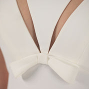 Cut Out Tulle-Paneled Sleeveless Crepe Gown