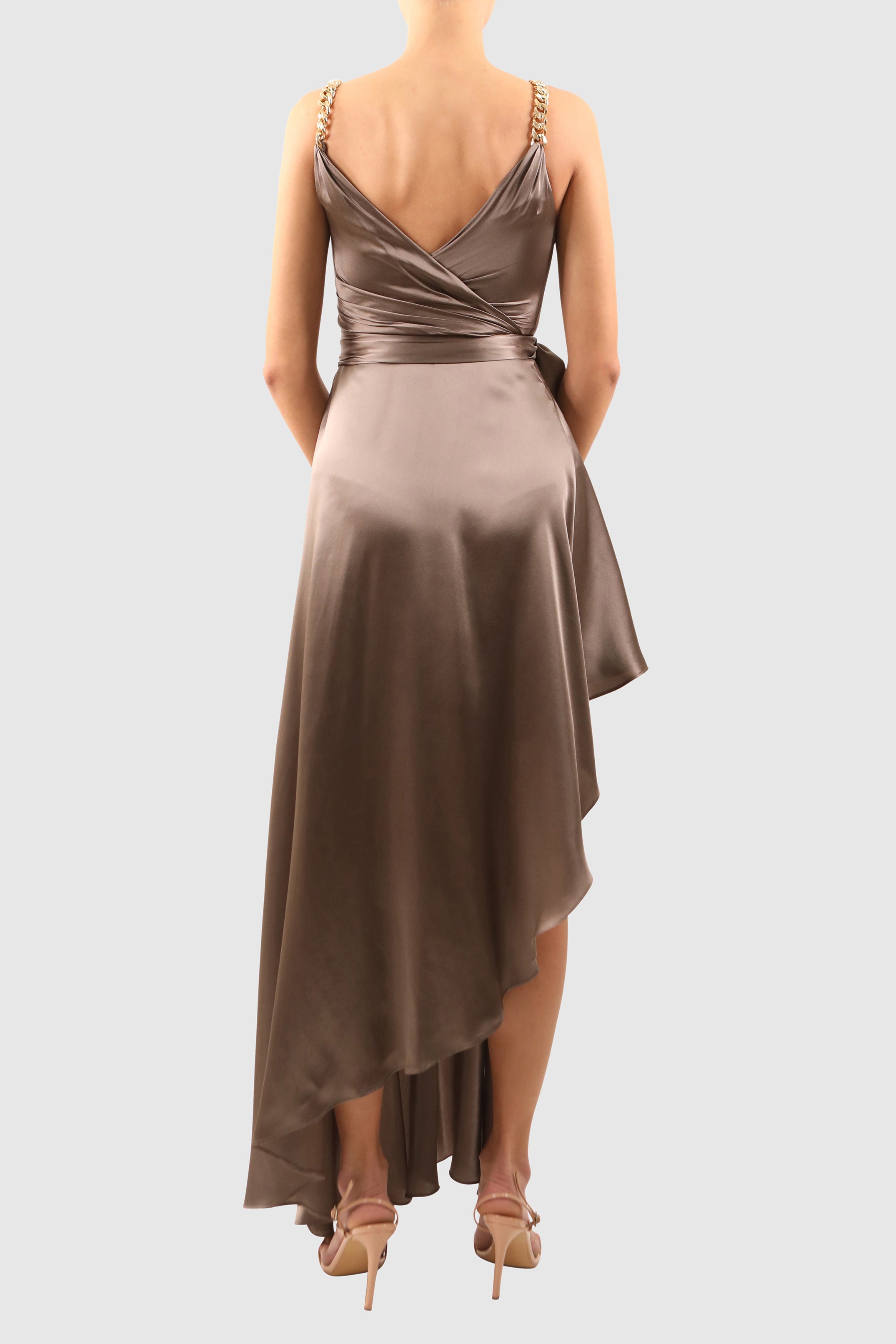 Wrap Silk Dress with Asymmetrical Hemline 38 / Pink Wrap Silk Dress with Asymmetrical Hemline 38 / Pink