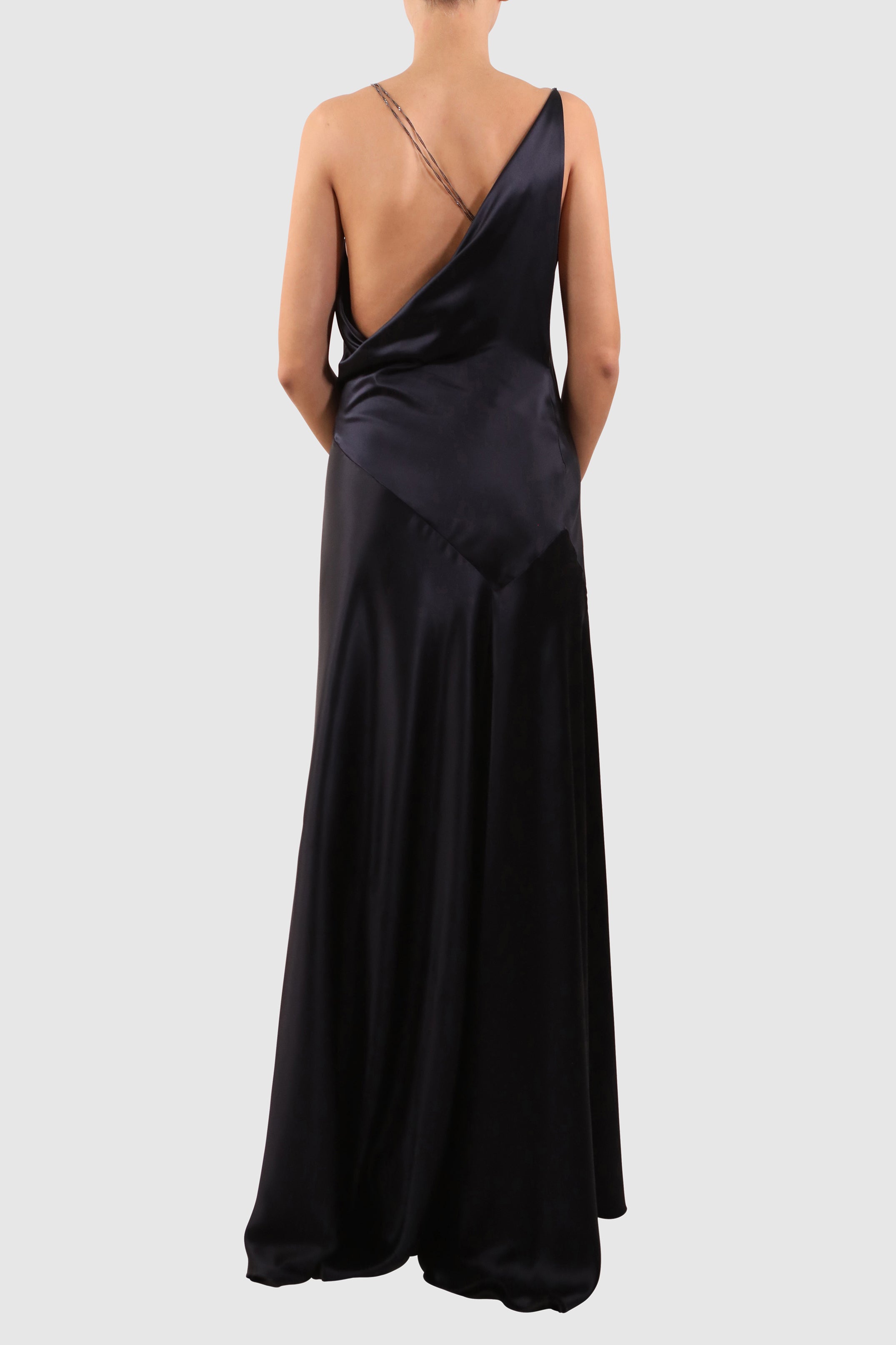 silk dress with chain straps Lisandra Dress - Black, AU/UK 14