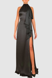 Halter-Neck Silk Gown