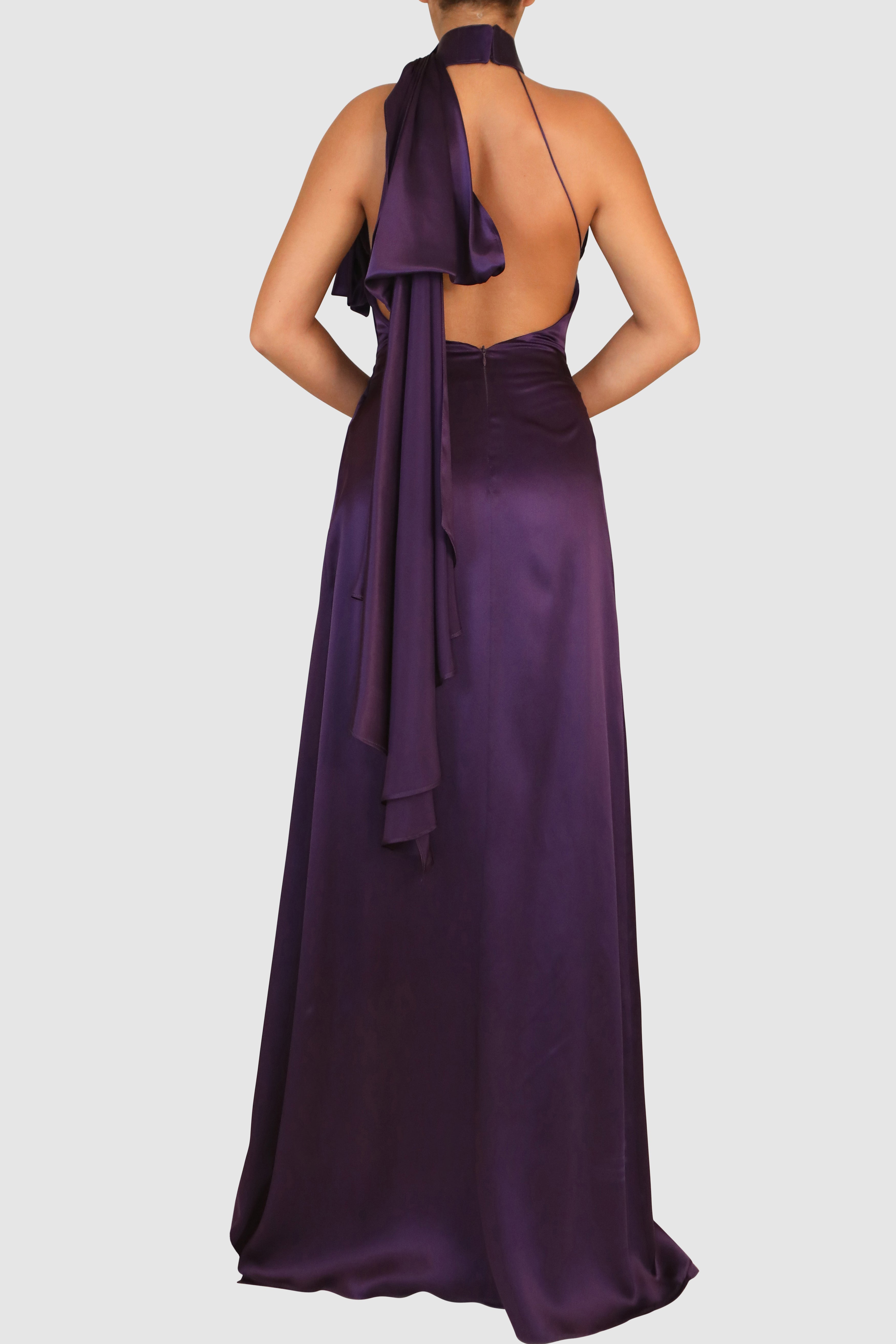 Halter-Neck Silk Gown