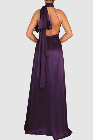 Halter-neck silk gown