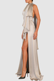 Halter-Neck Silk Gown