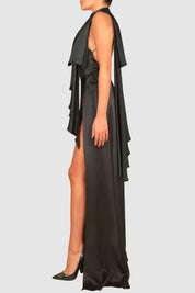 Halter-Neck Silk Gown