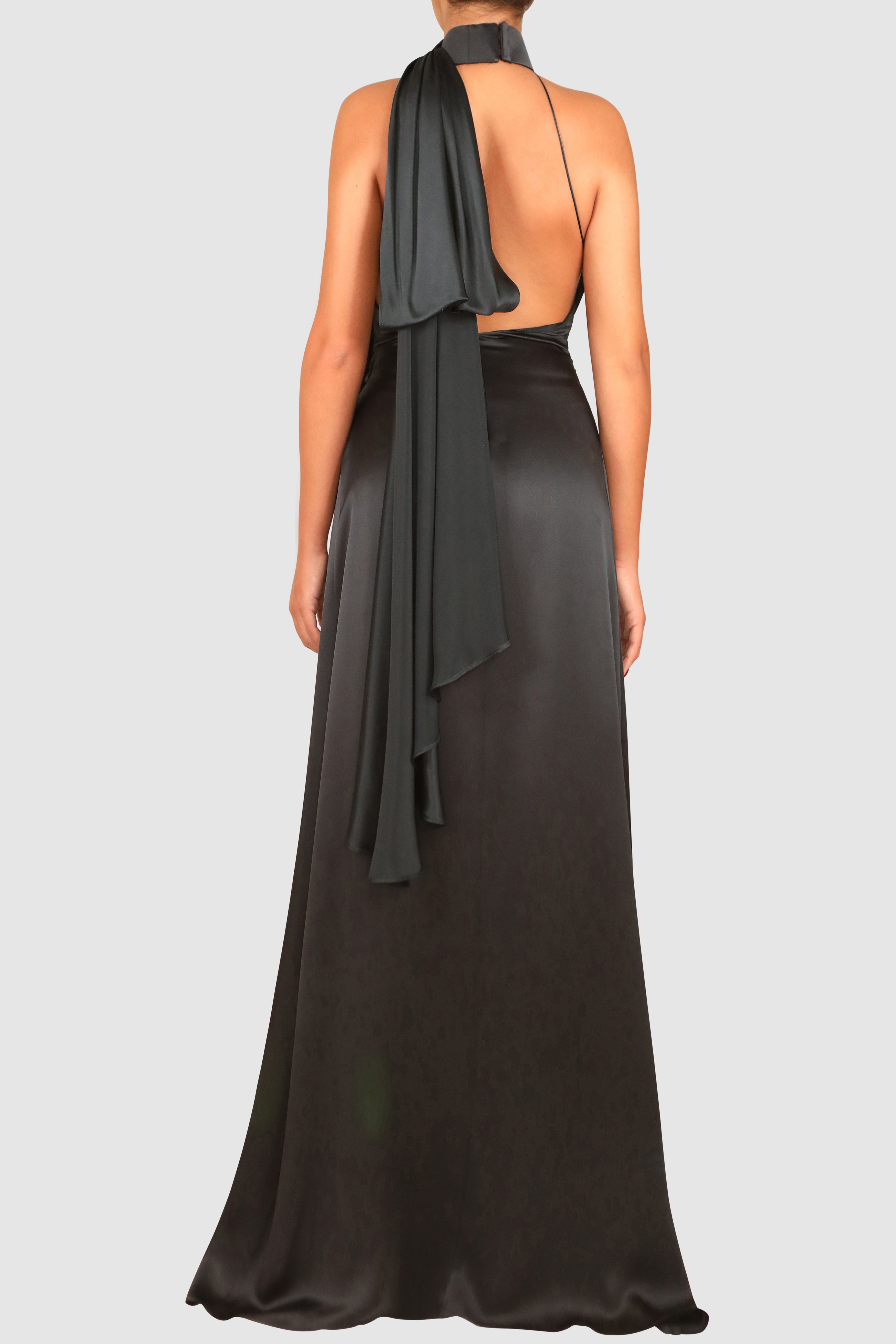 Halter-Neck Silk Gown
