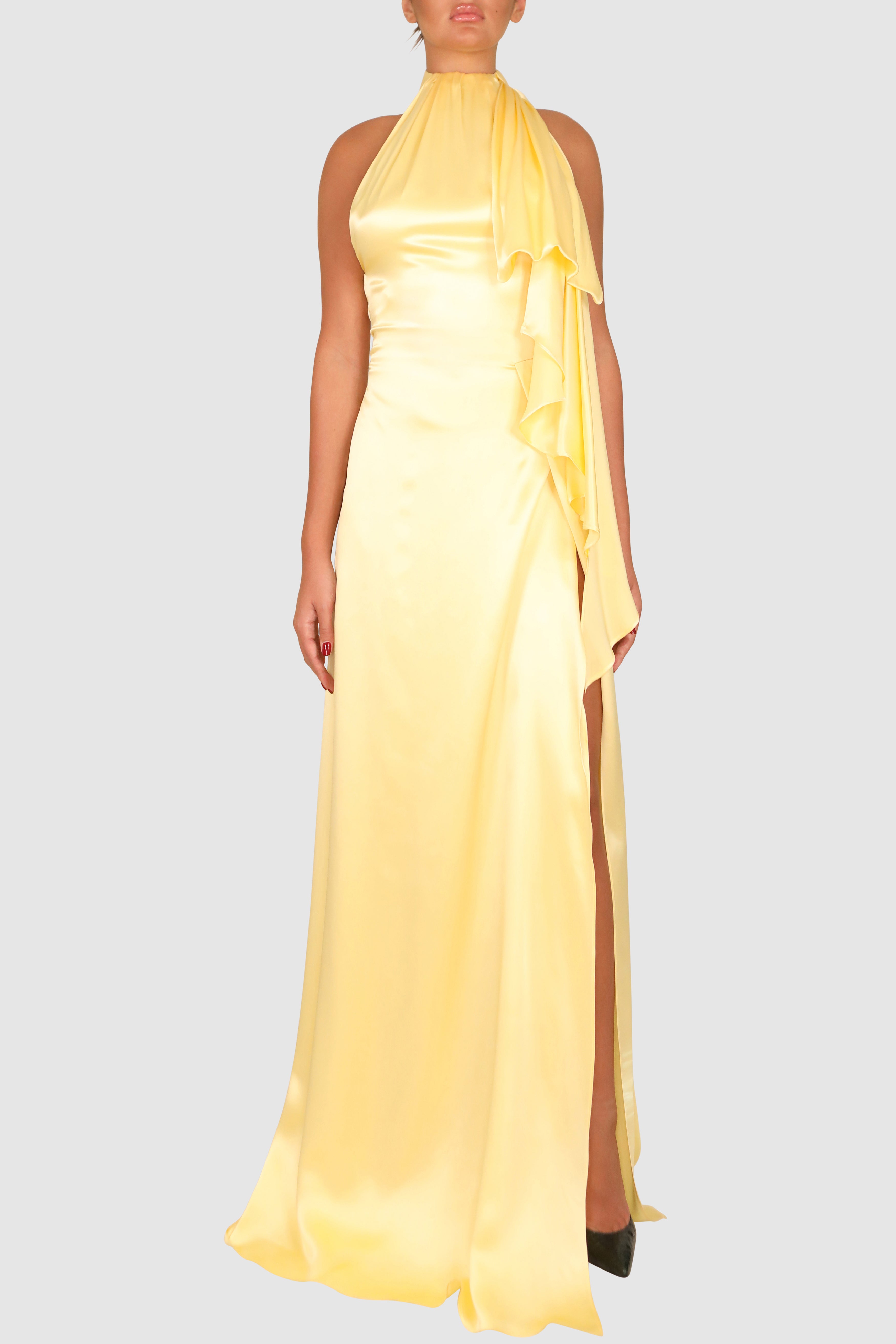 Halter-Neck Silk Gown