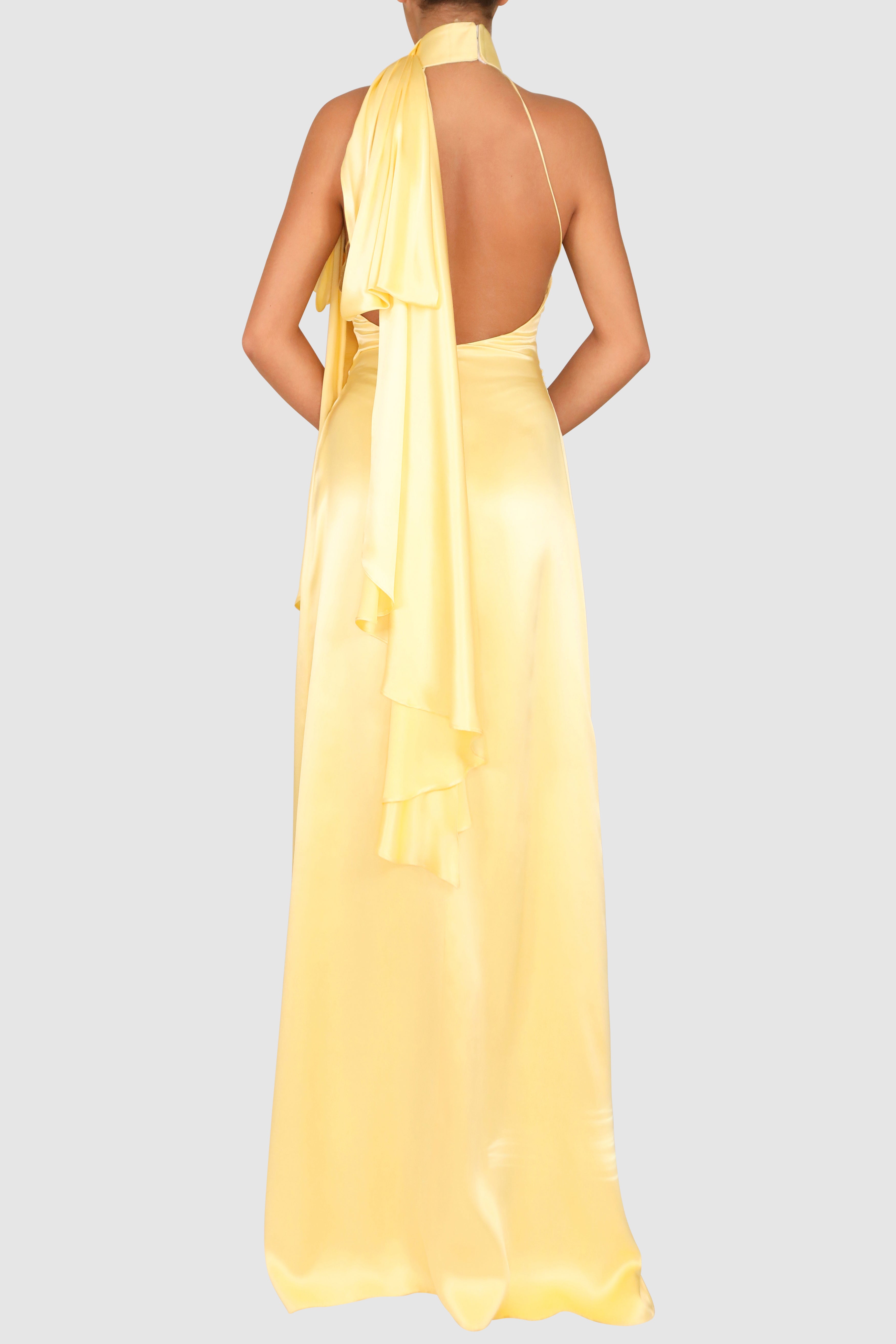 Halter-Neck Silk Gown