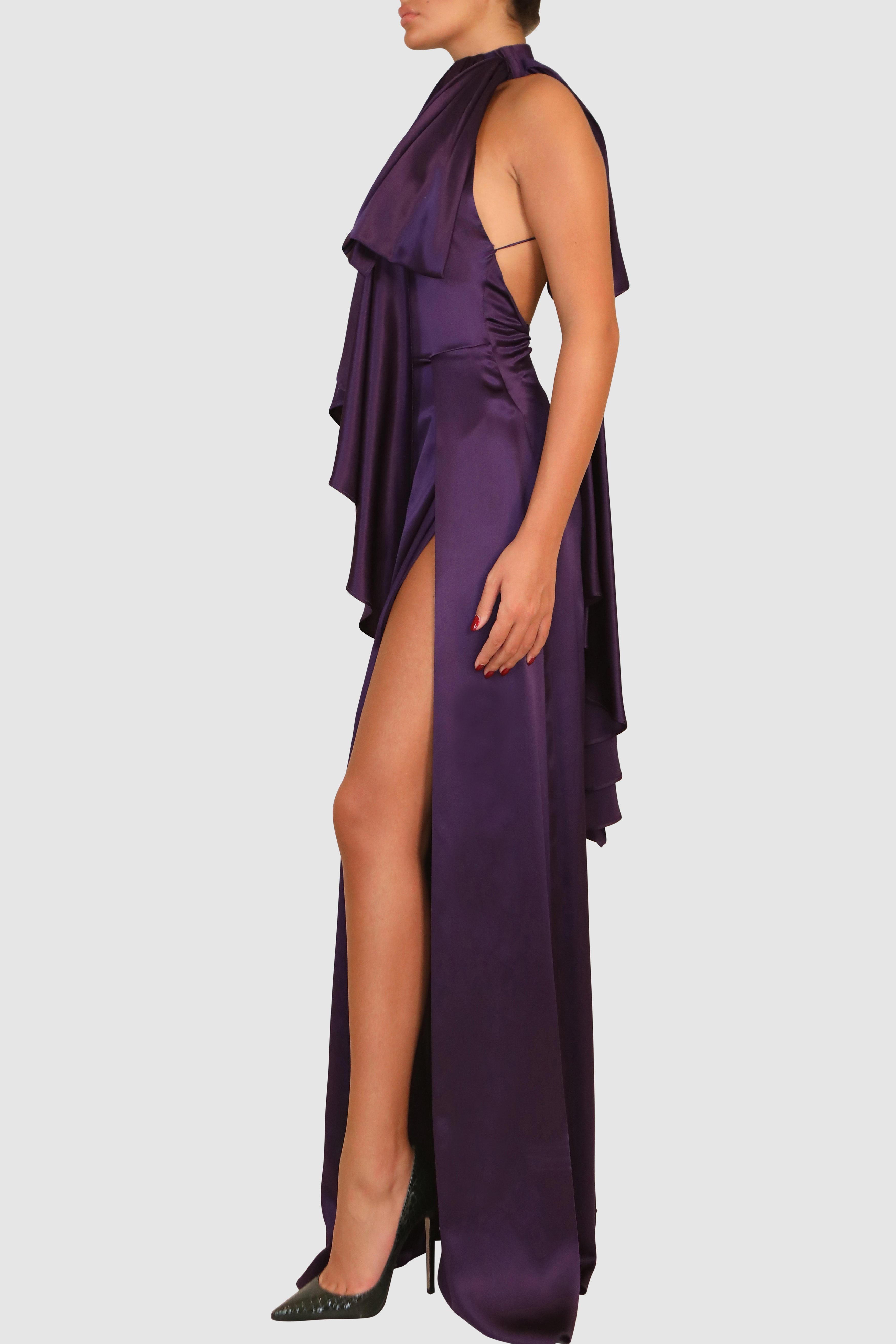 Halter-Neck Silk Gown