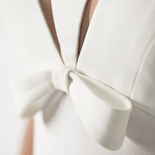Cut-out tulle-paneled crepe jumpsuit