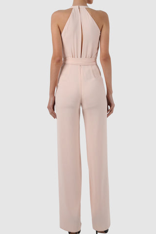 Plunged one-sided chiffon jumpsuit