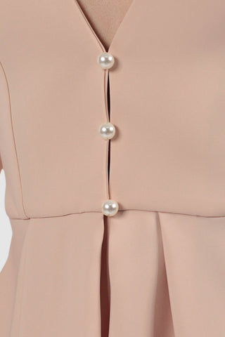 Draped Faux-Pearls Suit