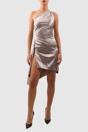 One-Shouldered Asymmetric Silk Dress