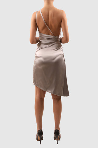 One-Shouldered Asymmetric Silk Dress
