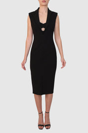 Plunging Neckline Dress with Adjustable Chest Detail