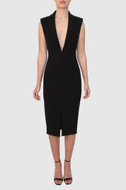 Plunging Neckline Dress with Adjustable Chest Detail