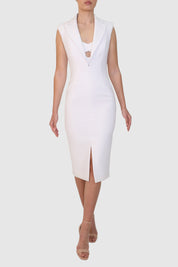 Plunging Neckline Dress with Adjustable Chest Detail