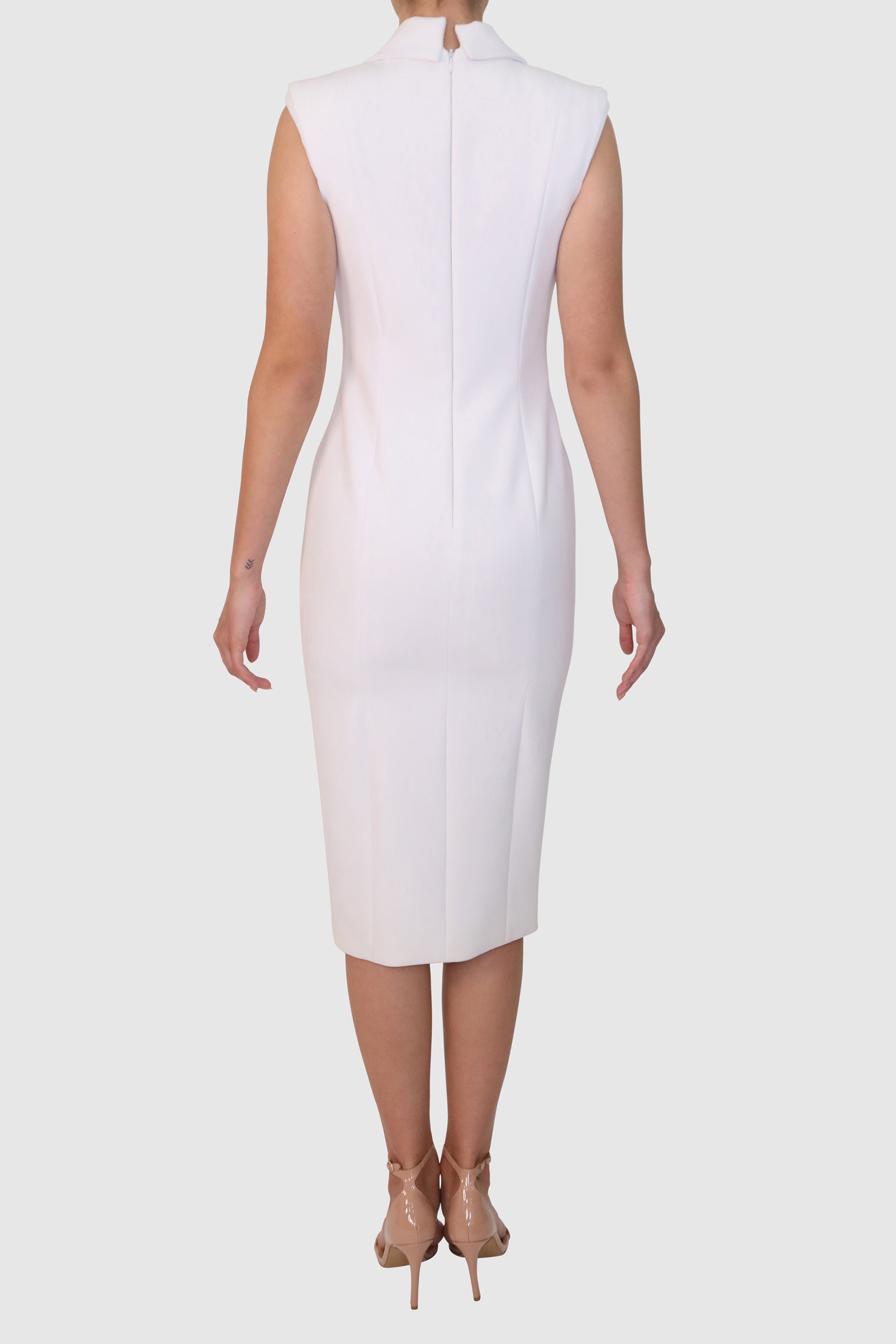 Plunging Neckline Dress with Adjustable Chest Detail