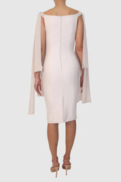 Off-Shoulder Mercerized Twill Dress with Bow Detail