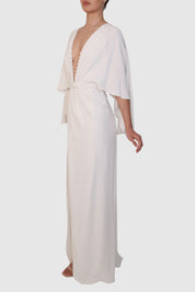Buttoned Chest Plunging Long Dress