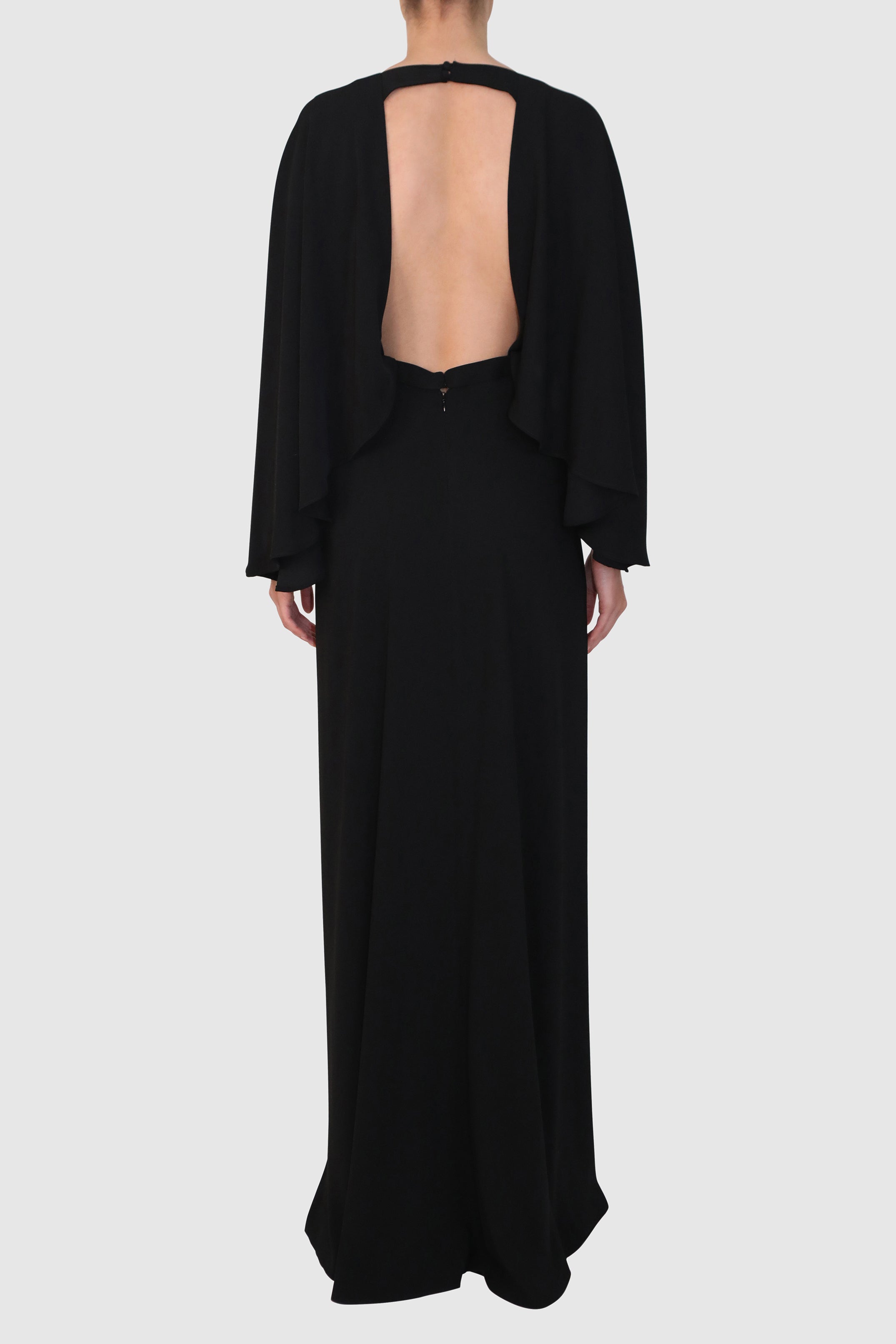 Buttoned Chest Plunging Long Dress