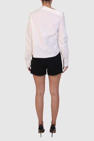 Off-Shoulder Asymmetrical White Cotton Shirt
