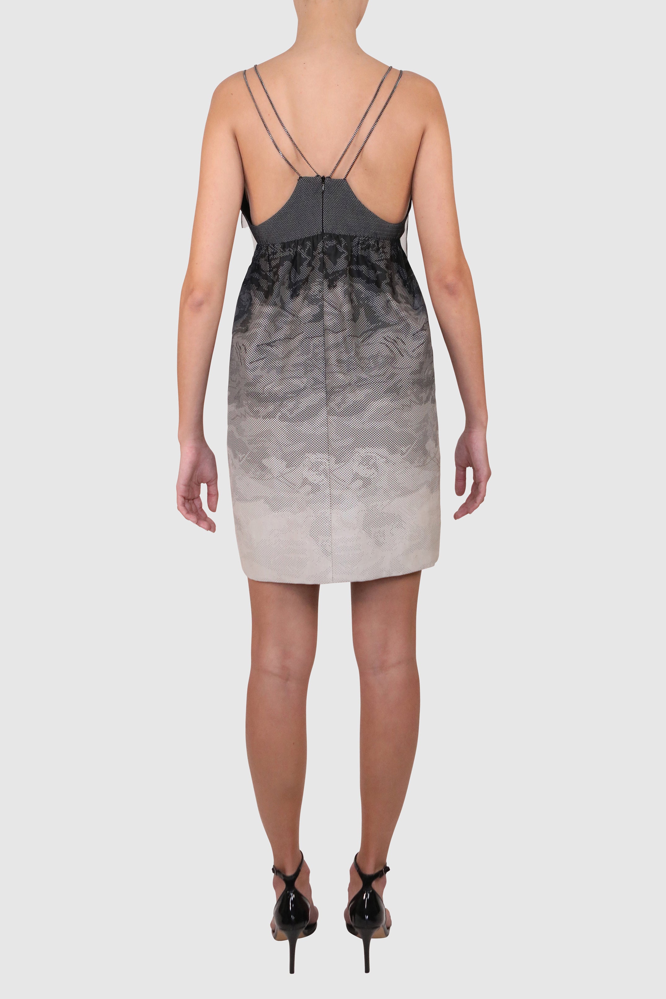 Grey Brocade Mini Dress