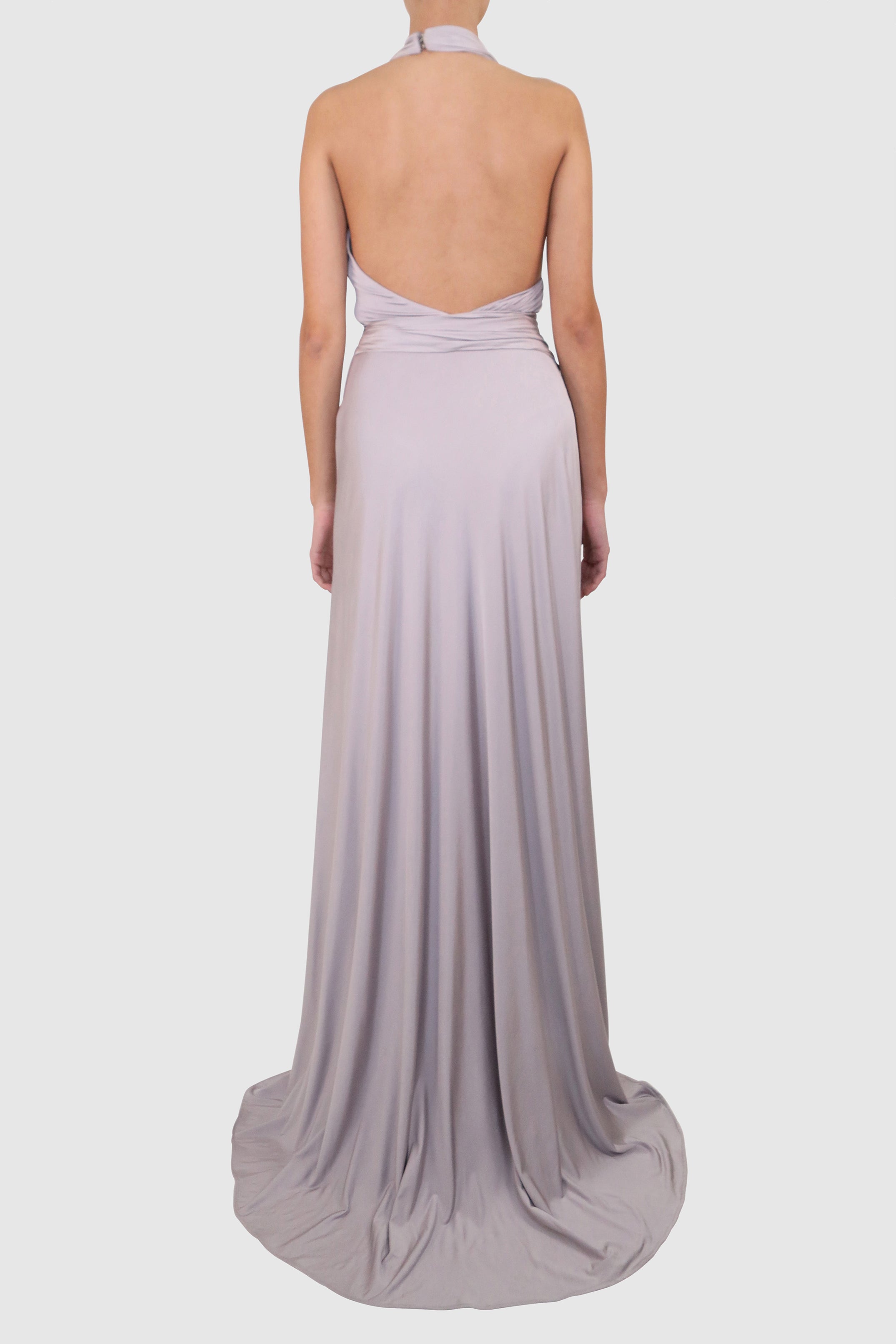 Twill Halter-neck Dress with Asymmetric Chest