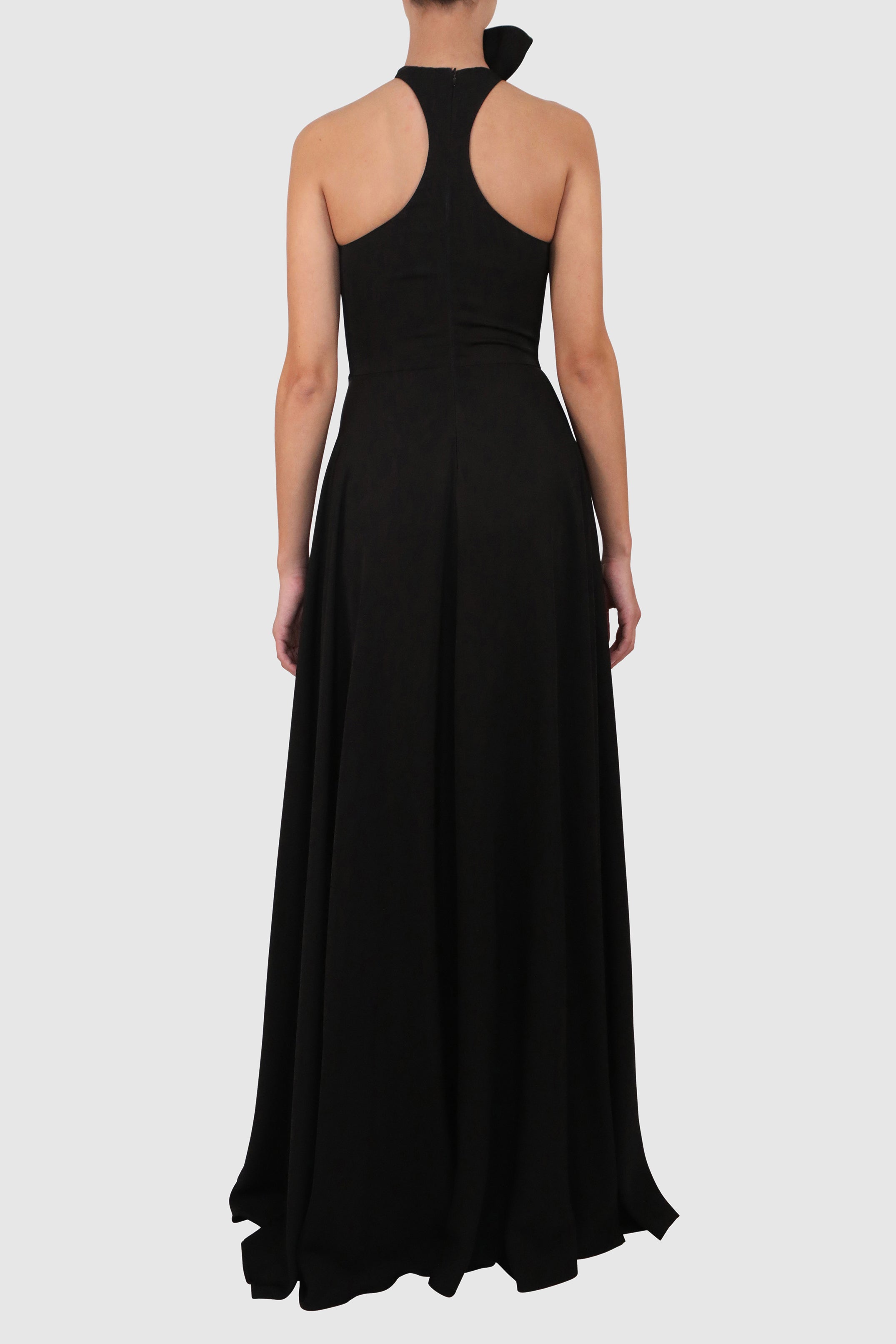 Halter Dress with Slits and Dramatic Bow