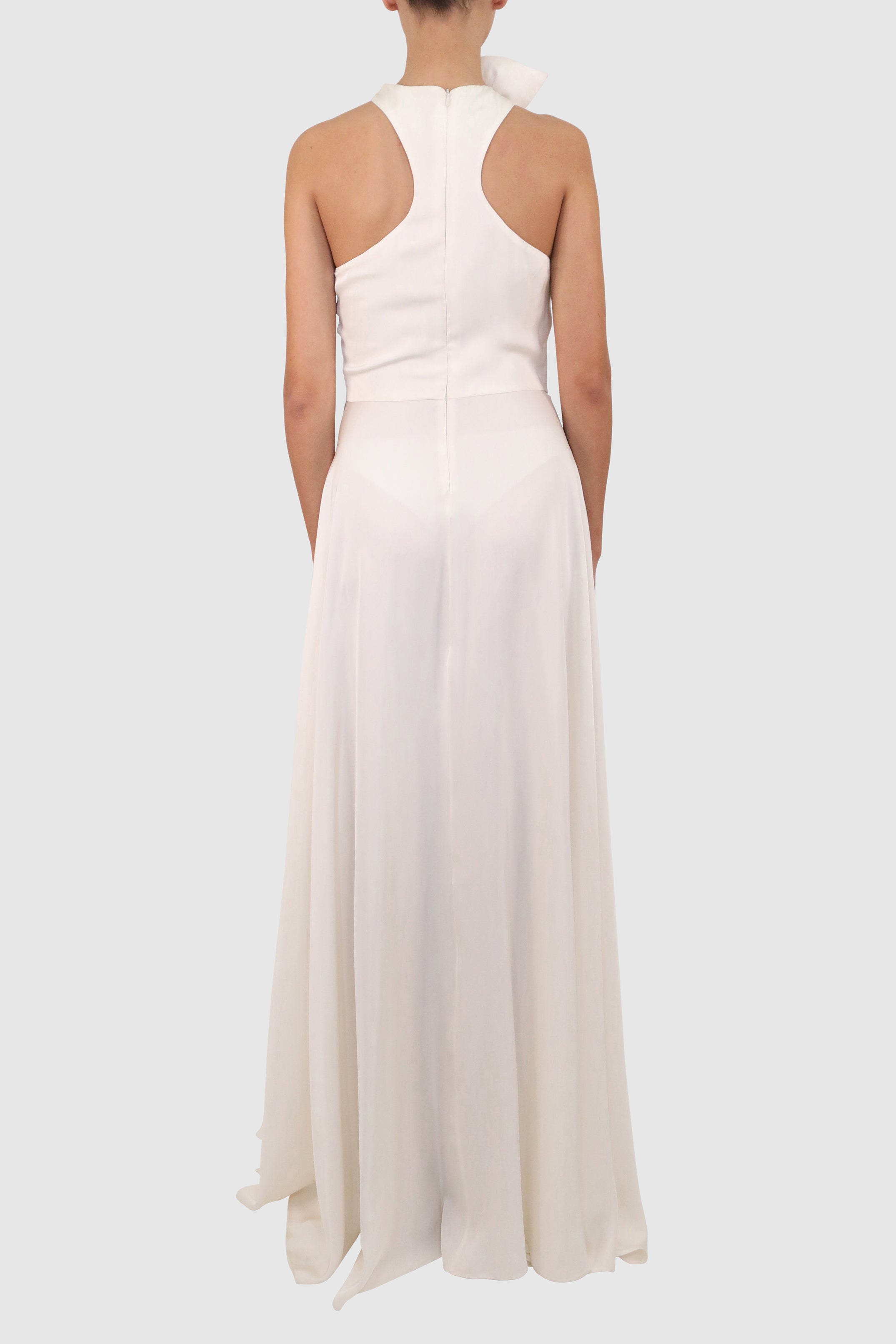 Halter Dress with Slits and Dramatic Bow
