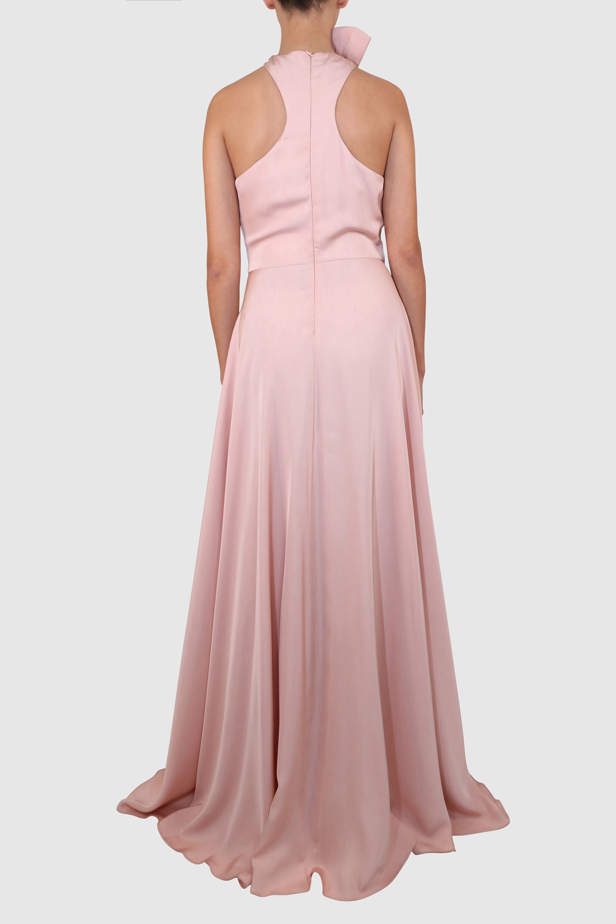 Halter Dress with Slits and Dramatic Bow