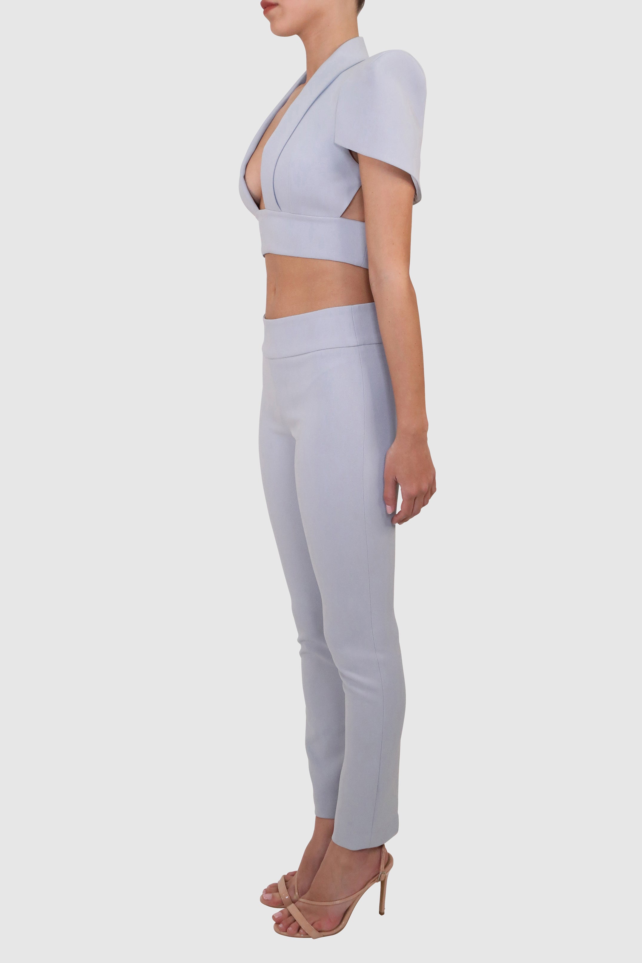 Cape-Sleeve Cropped Top and Pants Set