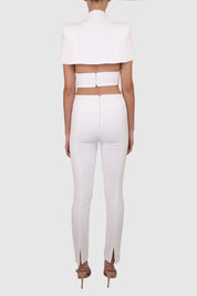 Cape-Sleeve Cropped Top and Pants Set