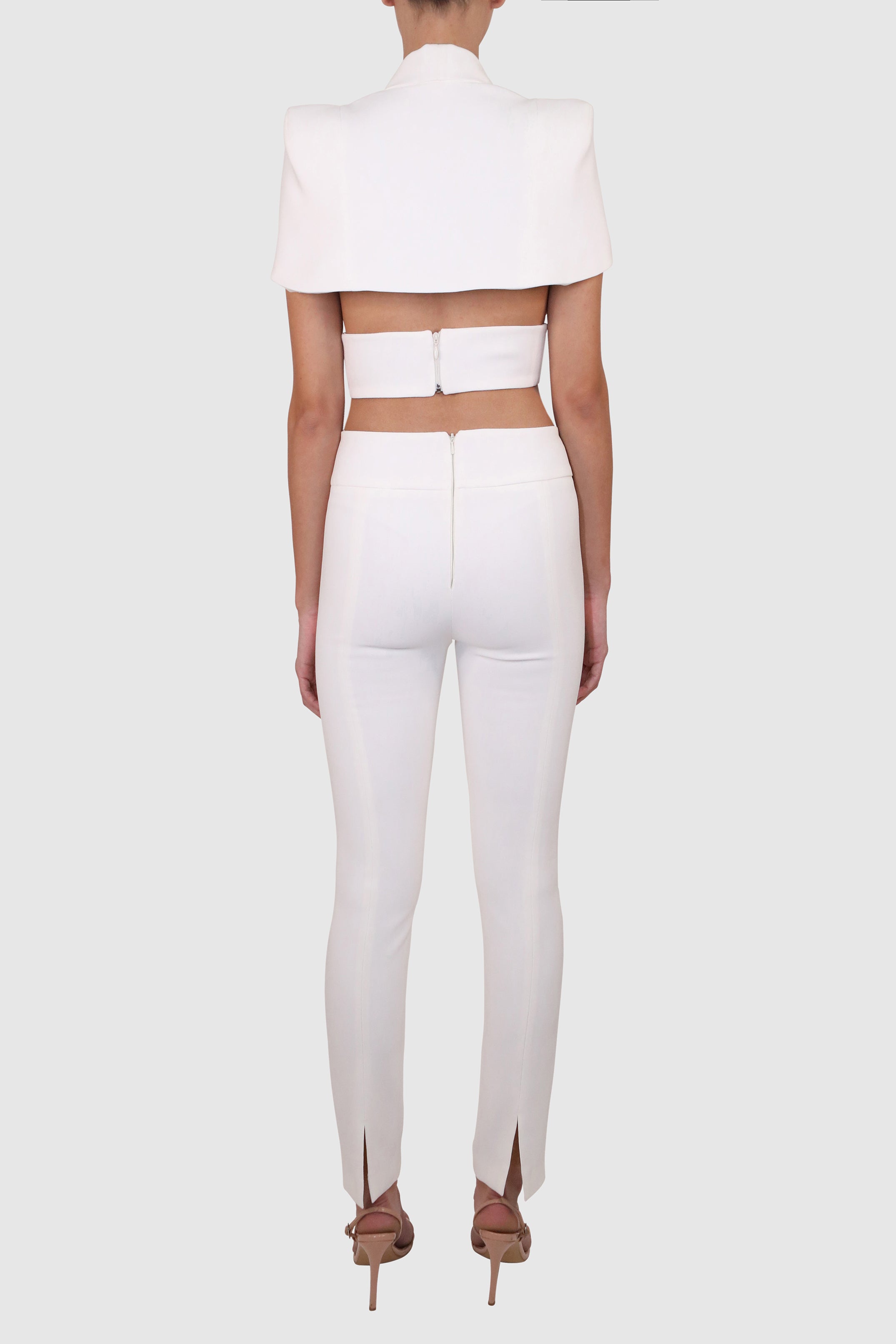 Cape-Sleeve Cropped Top and Pants Set