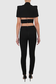 Cape-Sleeve Cropped Top and Pants Set