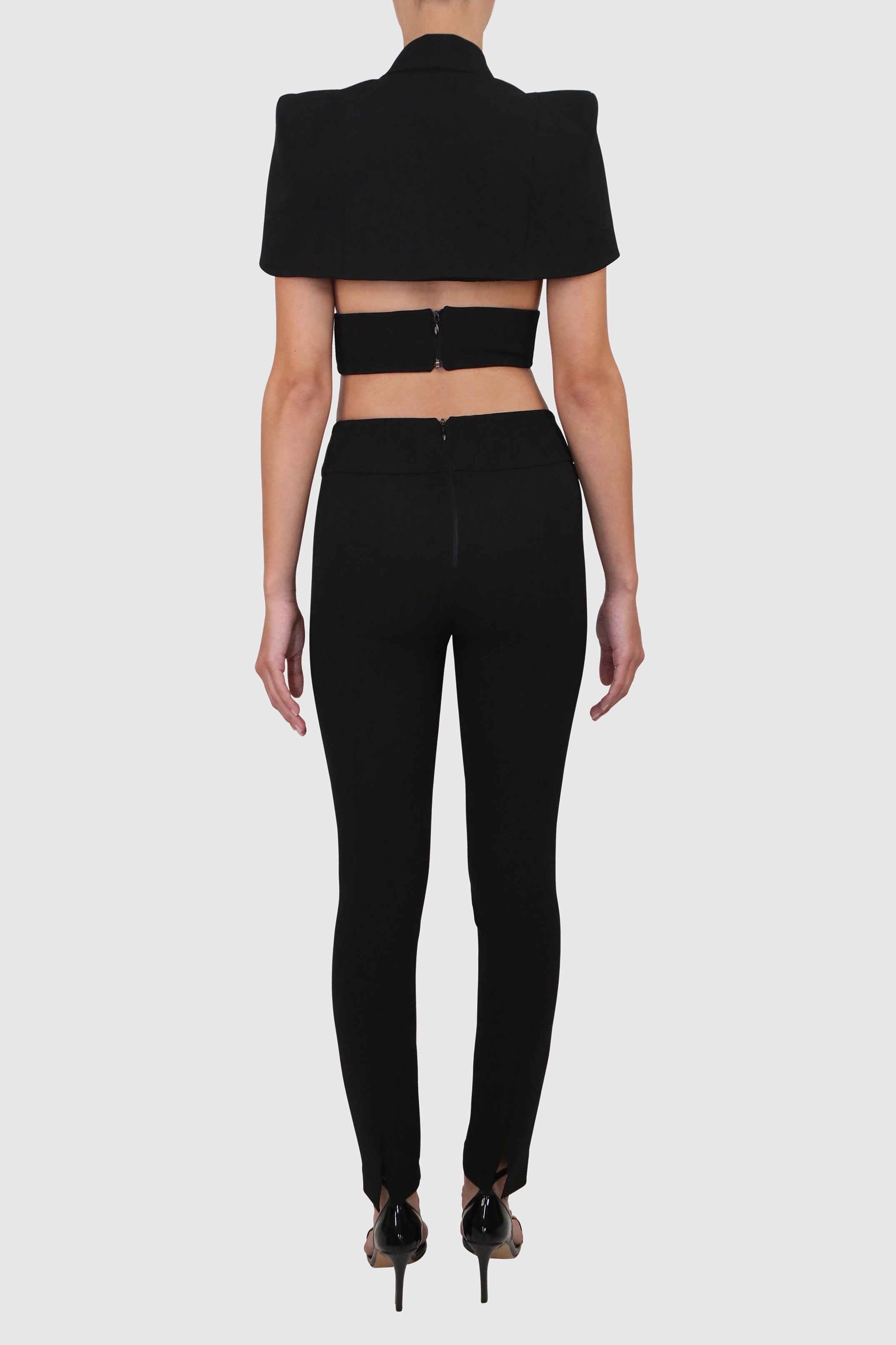 Cape-Sleeve Cropped Top and Pants Set