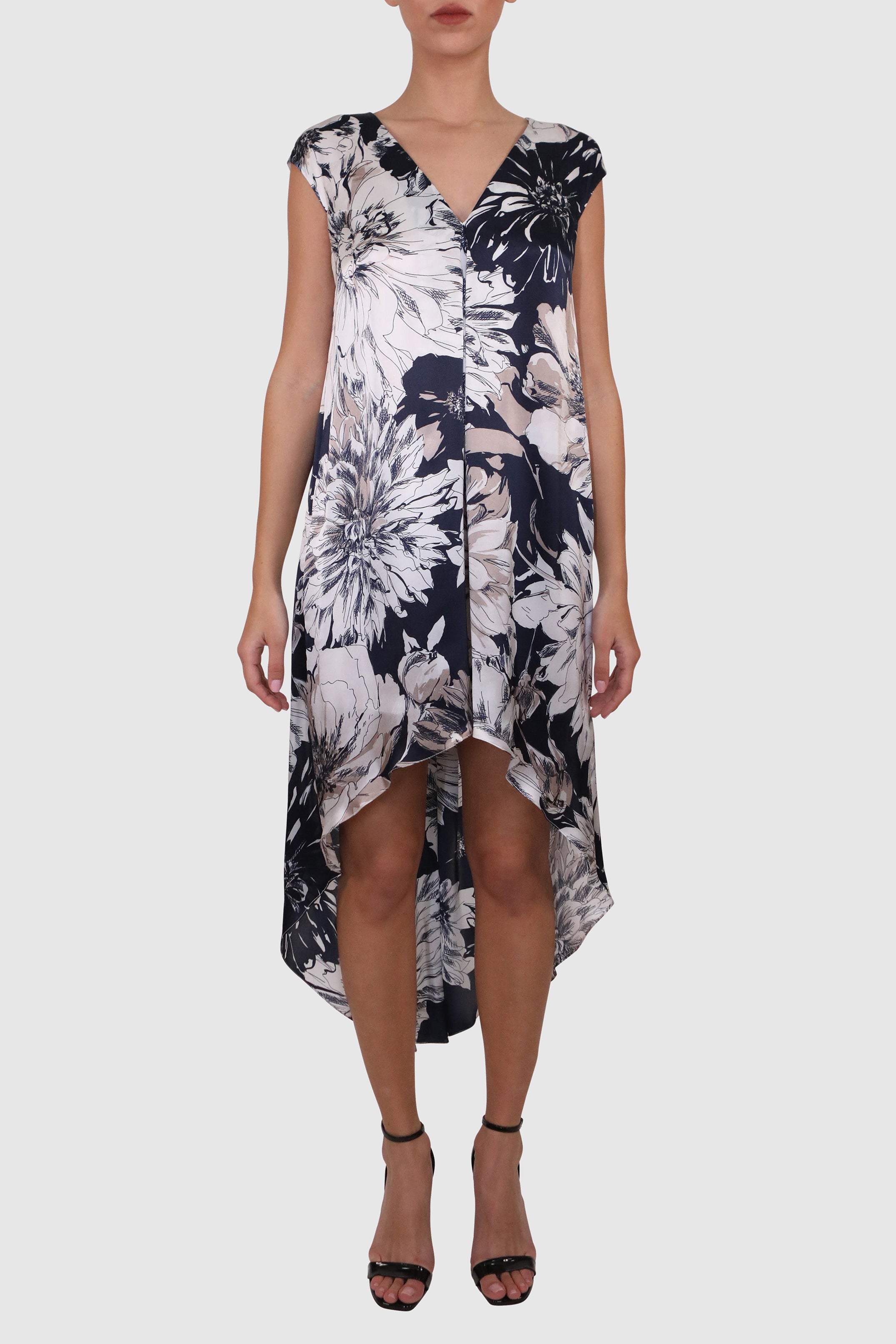 Flower Patterned Silk Dress