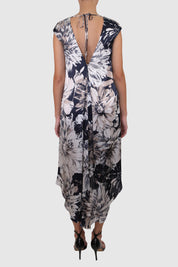 Flower Patterned Silk Dress