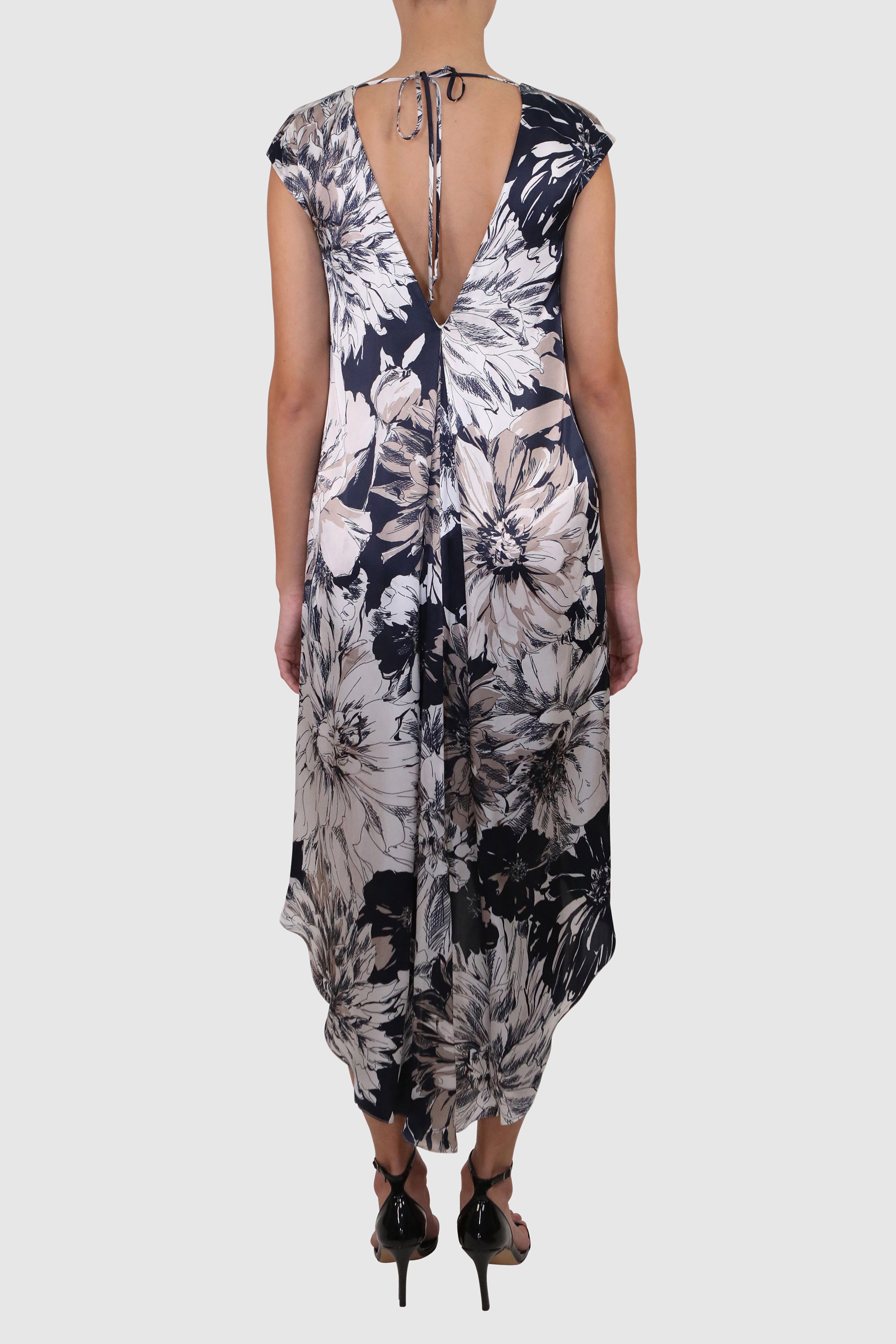 Flower Patterned Silk Dress