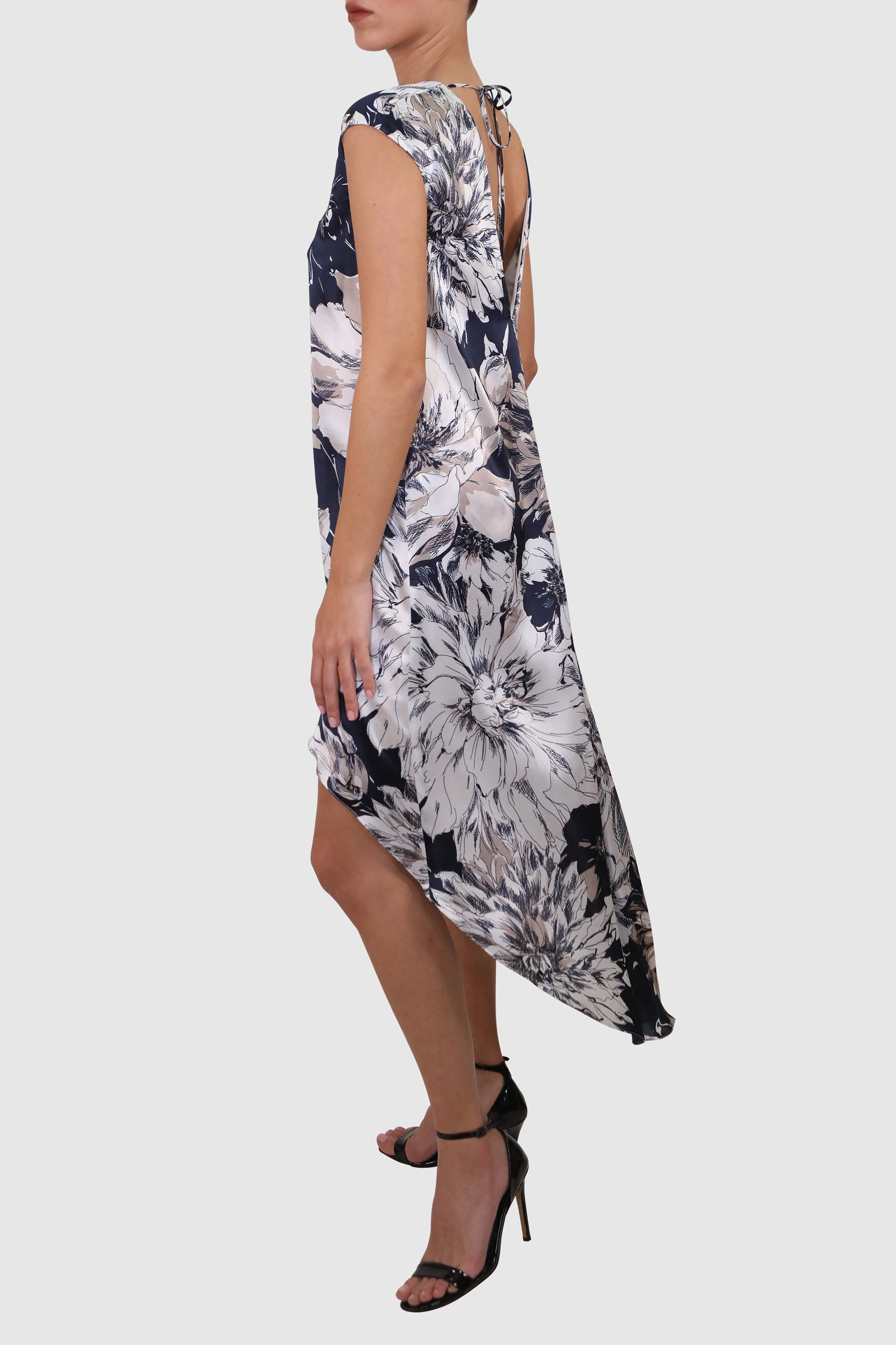 Flower Patterned Silk Dress
