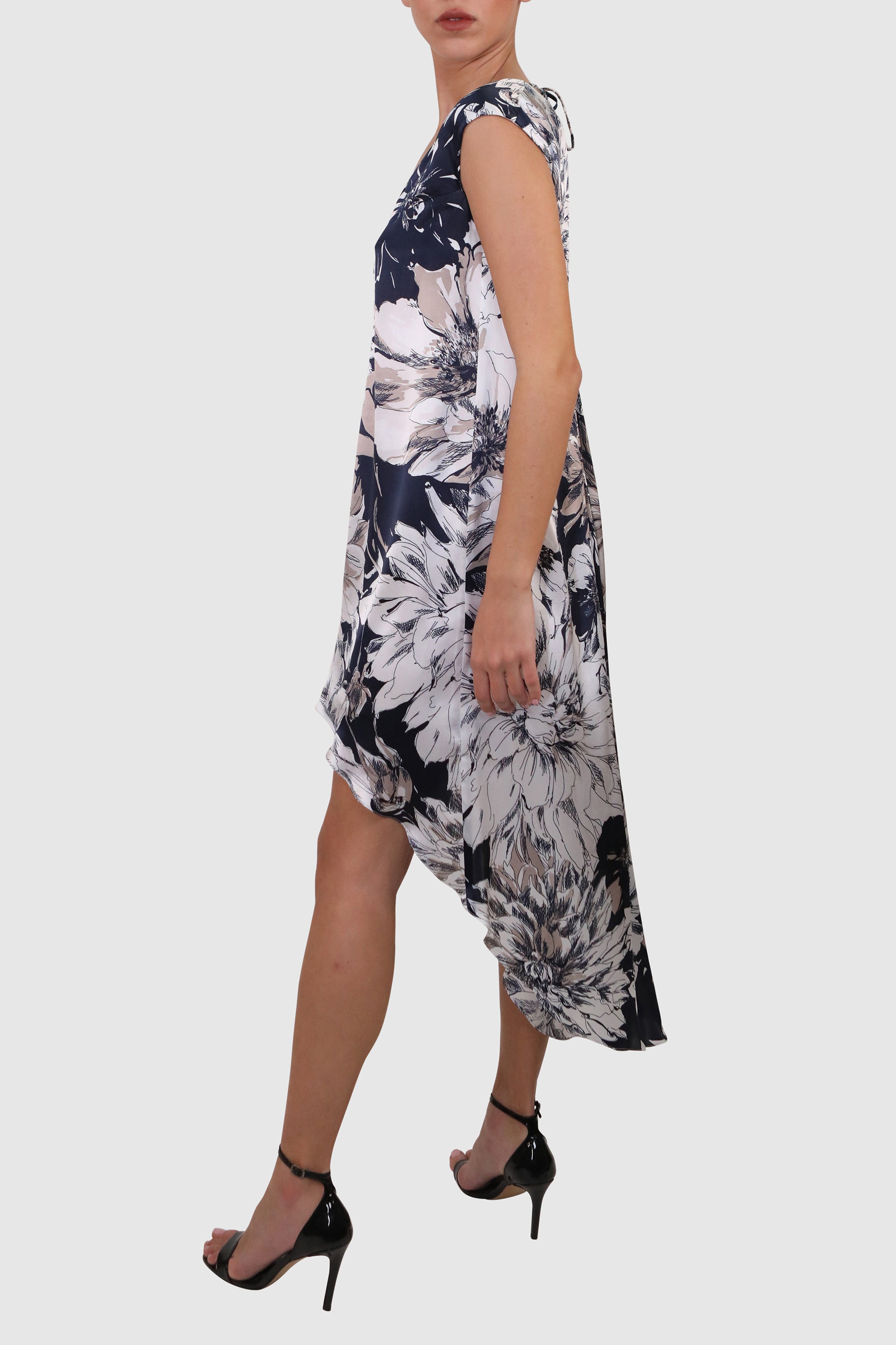 Flower Patterned Silk Dress