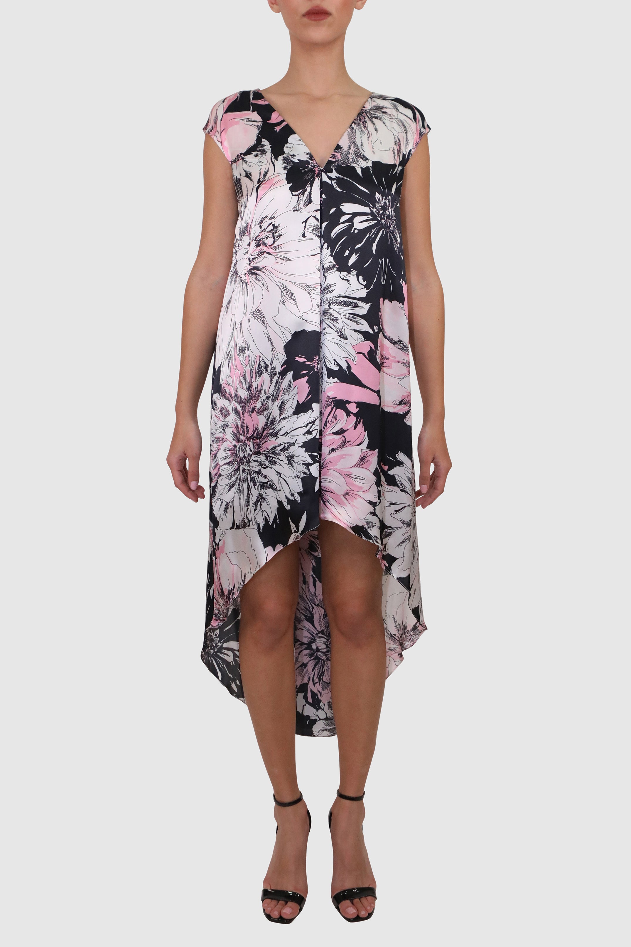 Flower Patterned Silk Dress
