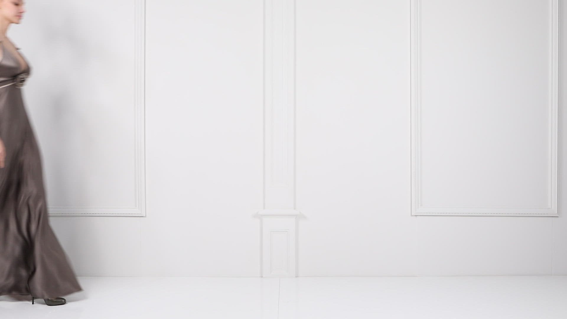 Plunged Two-Tone Silk Gown
