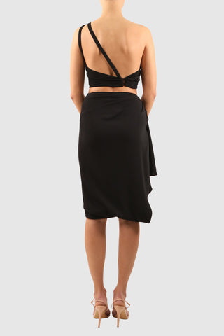 Crop top and skirt set with versatile hook detailing